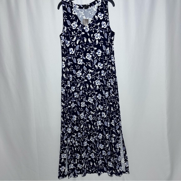 J. Jill Wearever Collection Maxi Navy Floral Sleeveless Maxi Dress NWT sz S - Picture 1 of 11